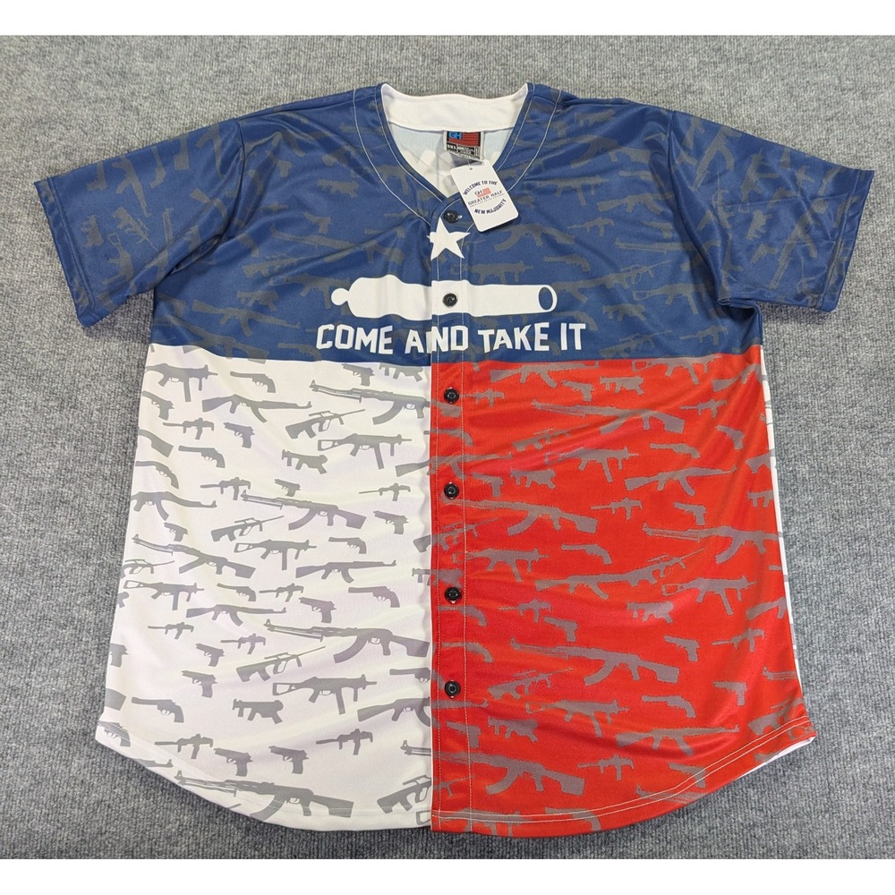 Greater Half Come And Take It 2nd Amendment Baseball Jersey 3XL Patriotic Red